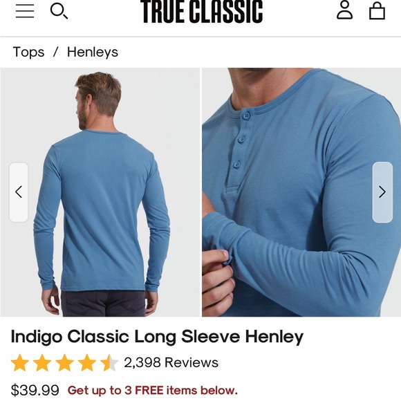 Men's True Classic Henley - Picture 2 of 5